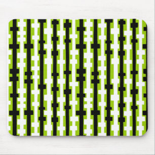 Abstract Columns - Black and White on Martian Gree Mouse Pad