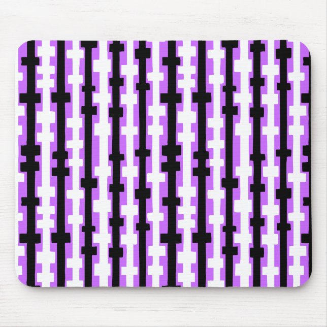 Abstract Columns - Black and White on Purple Mouse Pad (Front)