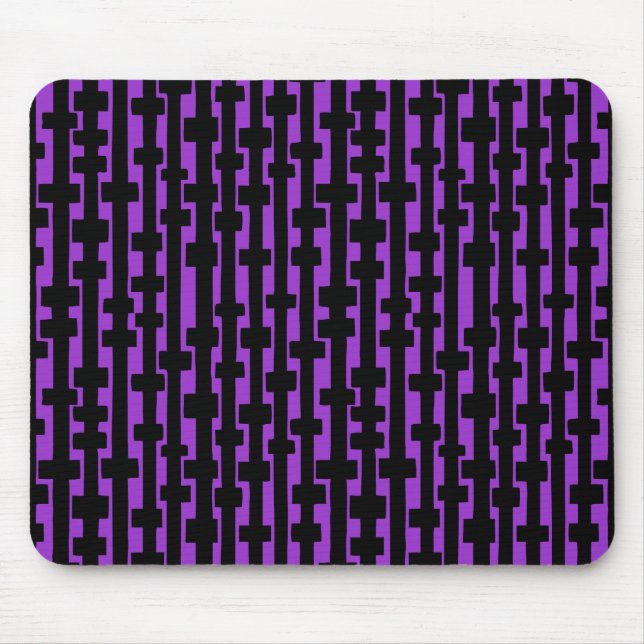 Abstract Columns - Black on Purple Mouse Pad (Front)