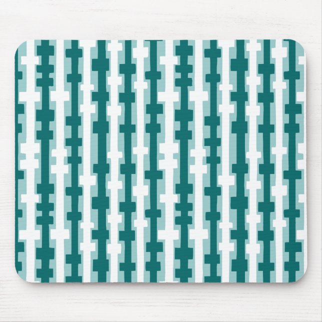 Abstract Columns - Green and White on Lt Blue Gree Mouse Pad (Front)