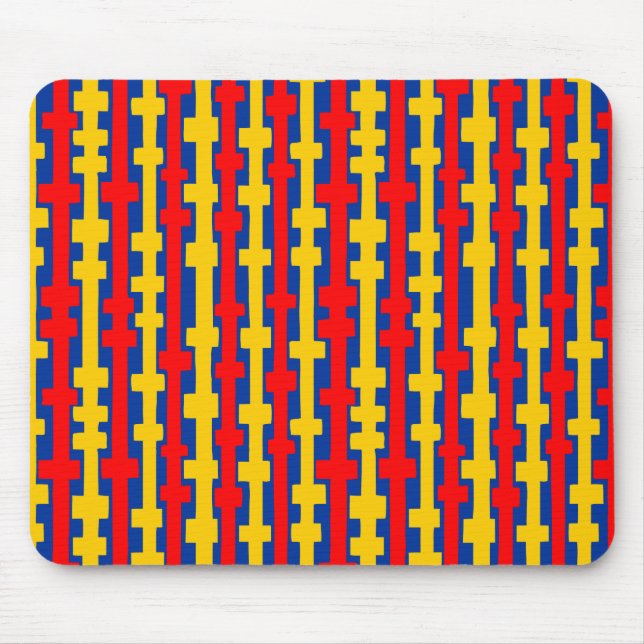 Abstract Columns - Red and Amber on Navy Mouse Pad (Front)