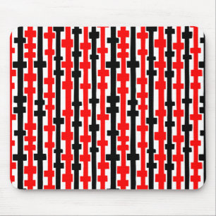 Abstract Columns - Red and Black on White Mouse Pad
