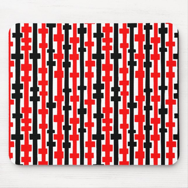 Abstract Columns - Red and Black on White Mouse Pad (Front)