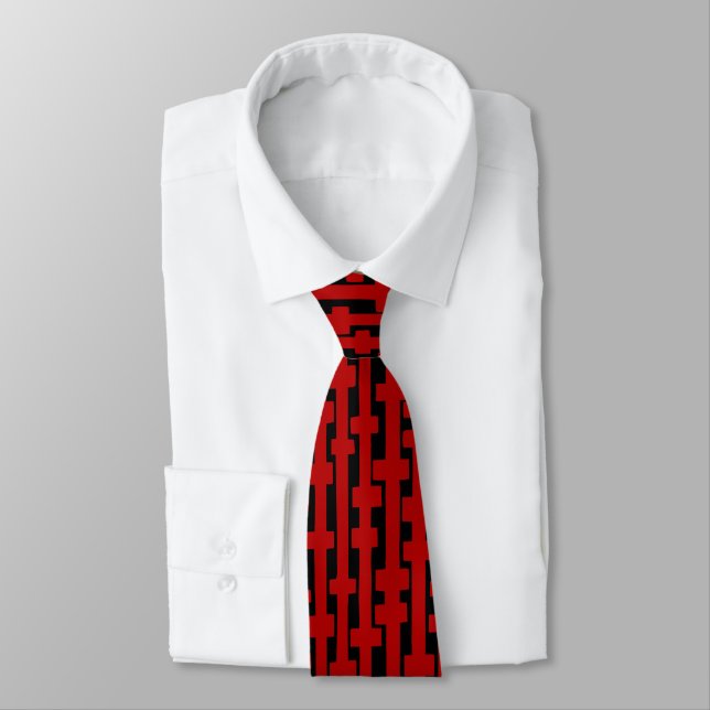 Abstract Columns - Ruby Red on Black Tie (Tied)