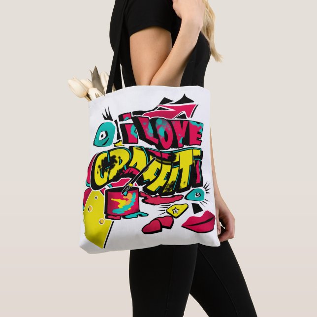 Abstract comics graffiti style text grunge urban c tote bag (Close Up)