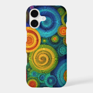 Abstract concentric circles in vibrant multicolor 