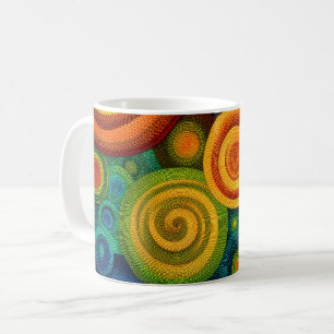 Abstract concentric circles in vibrant multicolor coffee mug