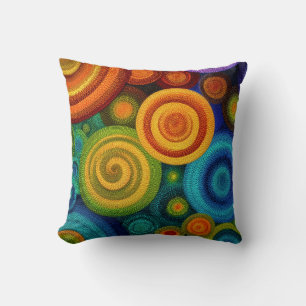 Abstract concentric circles in vibrant multicolor  cushion