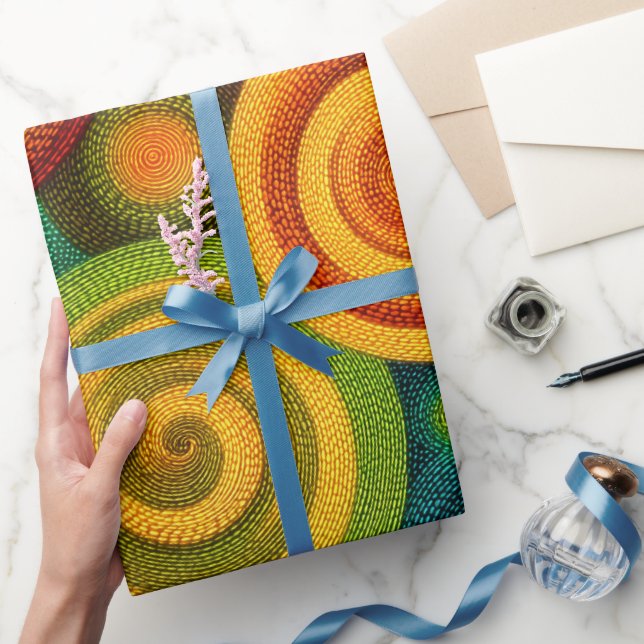 Abstract concentric circles in vibrant multicolor  wrapping paper (Gifting)