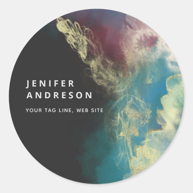 Abstract contemporary modern artistic ink classic round sticker (Front)