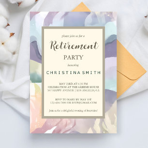 Abstract Contemporary Watercolor Retirement Party Invitation