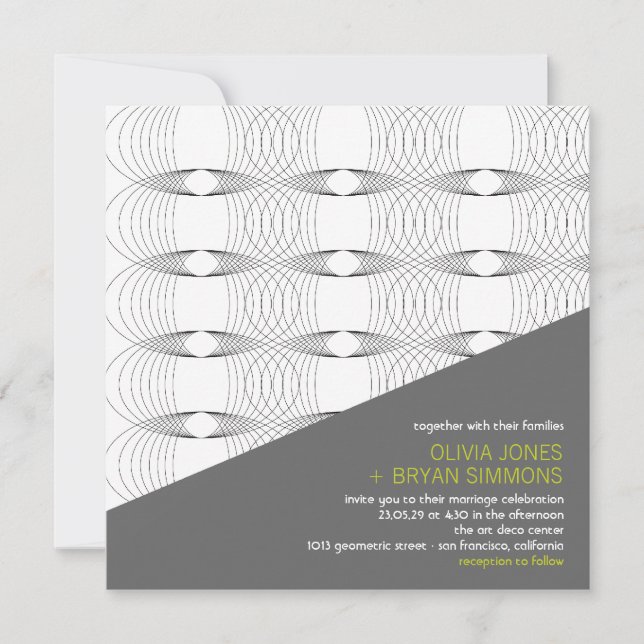 Abstract Cool Modern Art Mod Rings Wedding Invite (Front)