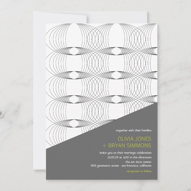 Abstract Cool Modern Art Mod Rings Wedding Invite (Front)