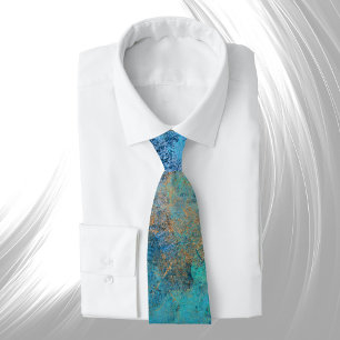 Abstract Copper Aqua Grunge Tie