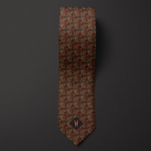Abstract Copper Mandala Monogram Tie