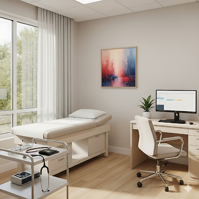 Abstract Coral and Blue Geometric Art  Poster (Creator Uploaded)