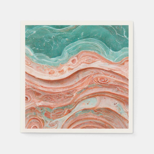 Abstract Coral and Teal   Napkin (Front)