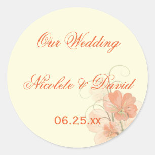 Abstract Coral Lime Floral Envelope Seals