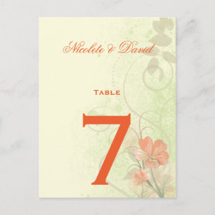 Abstract Coral Lime Flowers Table Cards