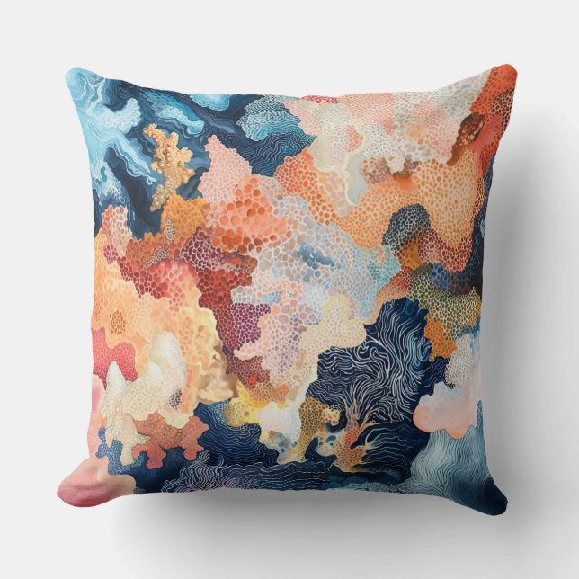 Abstract coral pattern for marine decor🌿 cushion (Front)