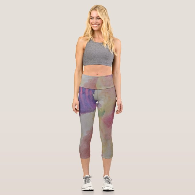Abstract Coral Reef Capri Leggings (Front)