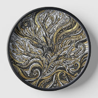 Abstract Coral Reef Gold Art Clocks