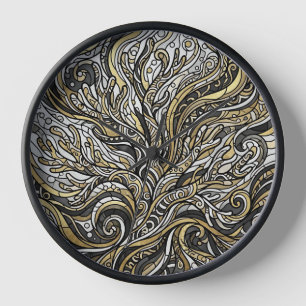 Abstract Coral Reef Gold Art Clocks