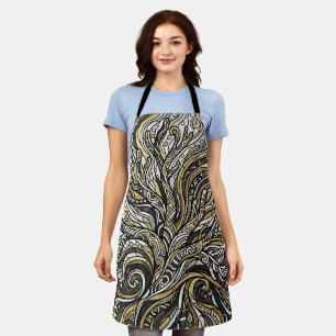 Abstract Coral Reef Gold Monochrome Apron