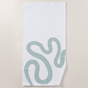 Abstract Coral Reef Green and White Beach Towel
