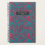 Abstract Coral Reef Pink and Teal Pattern Planner<br><div class="desc">Bold pink tropical coral reef inspired illustration over dark teal background.</div>