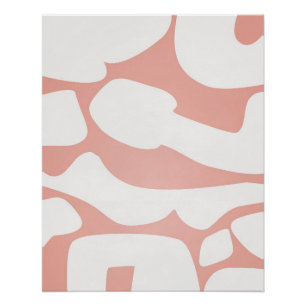 Abstract Coral Shapes on Soft Neutral Poster