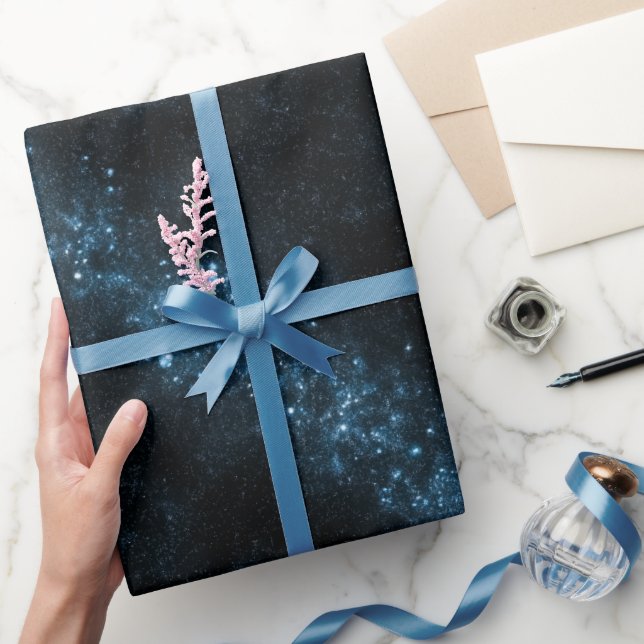 Abstract Cosmic Blue Star Dust Abstract Pattern Wrapping Paper (Gifting)