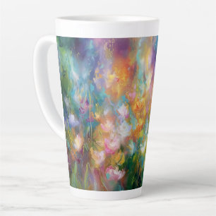 Abstract cosmic floral explosion in pastel colors latte mug
