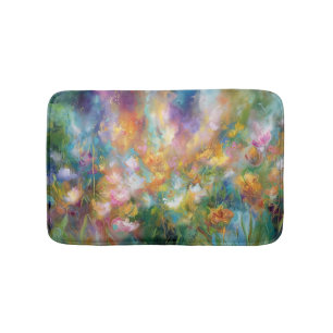 Abstract cosmic floral explosion in pastel colours bath mat