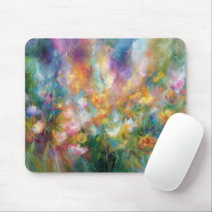 Abstract cosmic floral explosion in pastel colours mouse pad