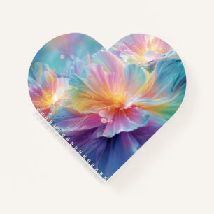 Abstract cosmic floral explosion in pastel notebook
