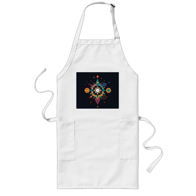 Abstract Cosmic Geometric Art Long Apron (Front)