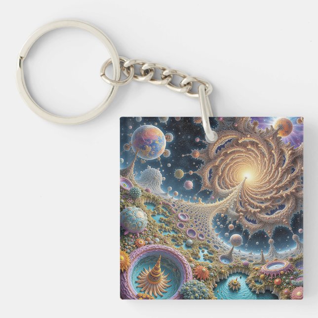 Abstract cosmic harmony with mandala energy key ring (Front)