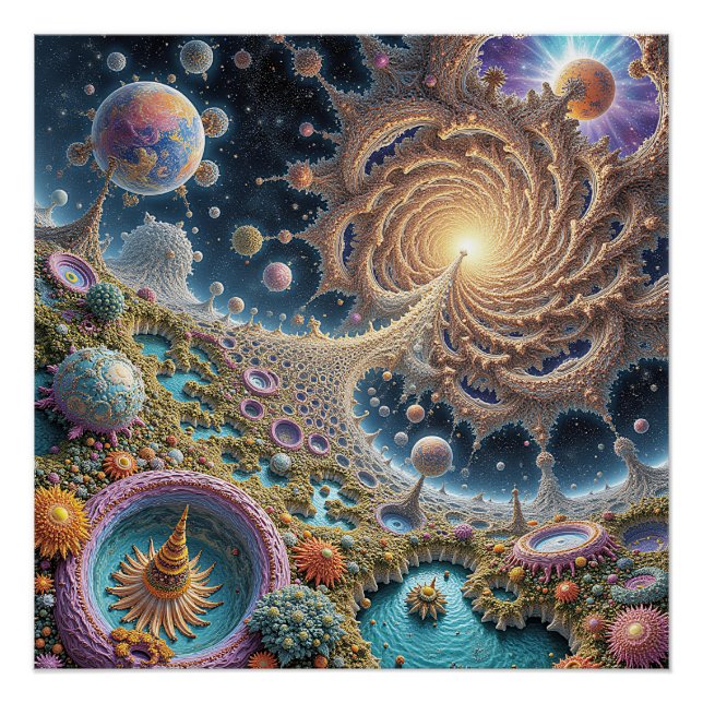 Abstract cosmic harmony with mandala energy poster (Front)