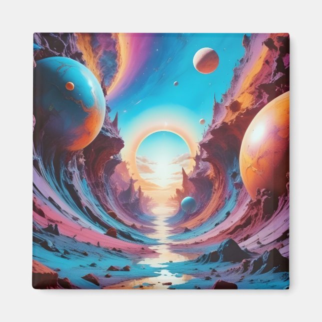 Abstract Cosmic Horizon Fantasy Background Art Magnet (Front)
