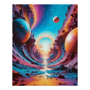 Abstract Cosmic Horizon Fantasy Background Art Poster