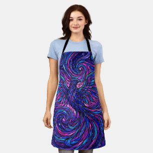 Abstract Cosmic Purple Bird Flight Apron