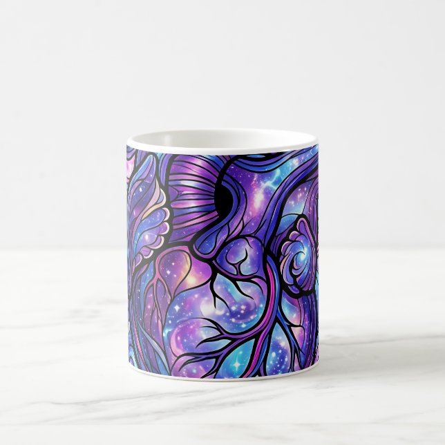 Abstract Cosmic Purple Heart Anatomy Coffee Mug (Center)