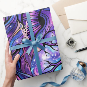 Abstract Cosmic Purple Heart Wrapping Paper