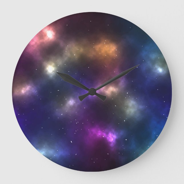Abstract Cosmic Space Constellations Design Large Clock (Front)
