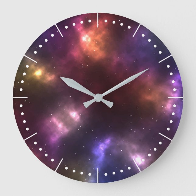Abstract Cosmic Space Constellations Design Large Clock (Front)