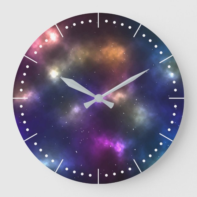 Abstract Cosmic Space Constellations Design Large Clock (Front)