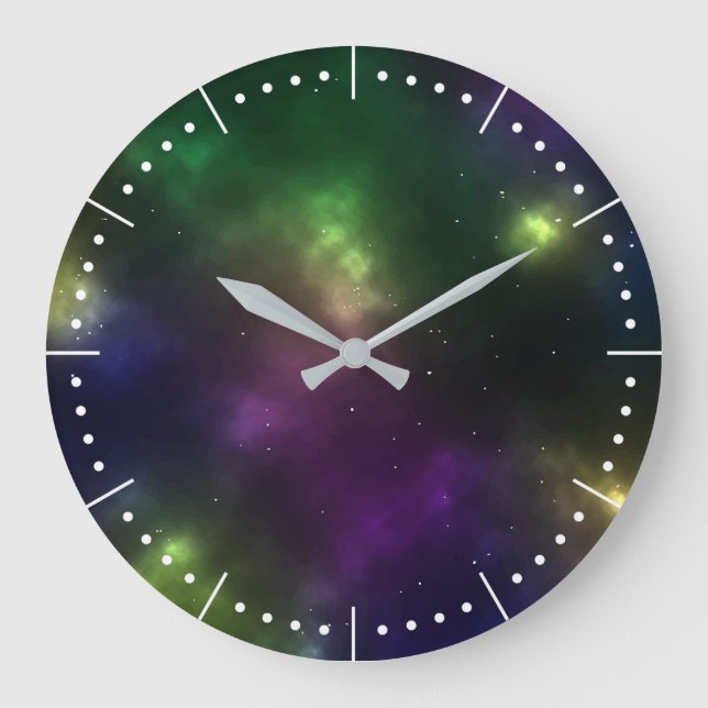 Abstract Cosmic Space Constellations Design Large Clock (Front)