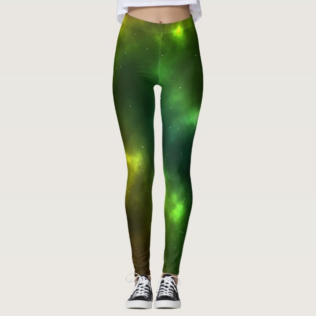 Abstract Cosmic Space Constellations Design Leggings (Front)