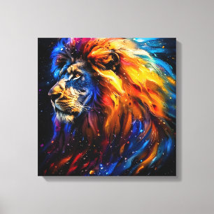 Abstract Cosmic Wildlife Lion Portrait Canvas Print
